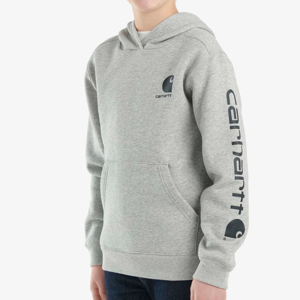 Carhartt Size 5 Long Sleeve Graphic Hooded Sweatshirt Hoodie Pullover Gray